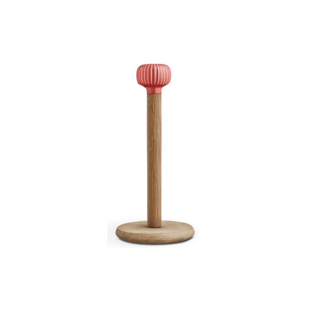 Stojan na papírové utěrky z dubového dřeva s korálově červeným detailem z porcelánu Kähler Design Hammershoi v:892758