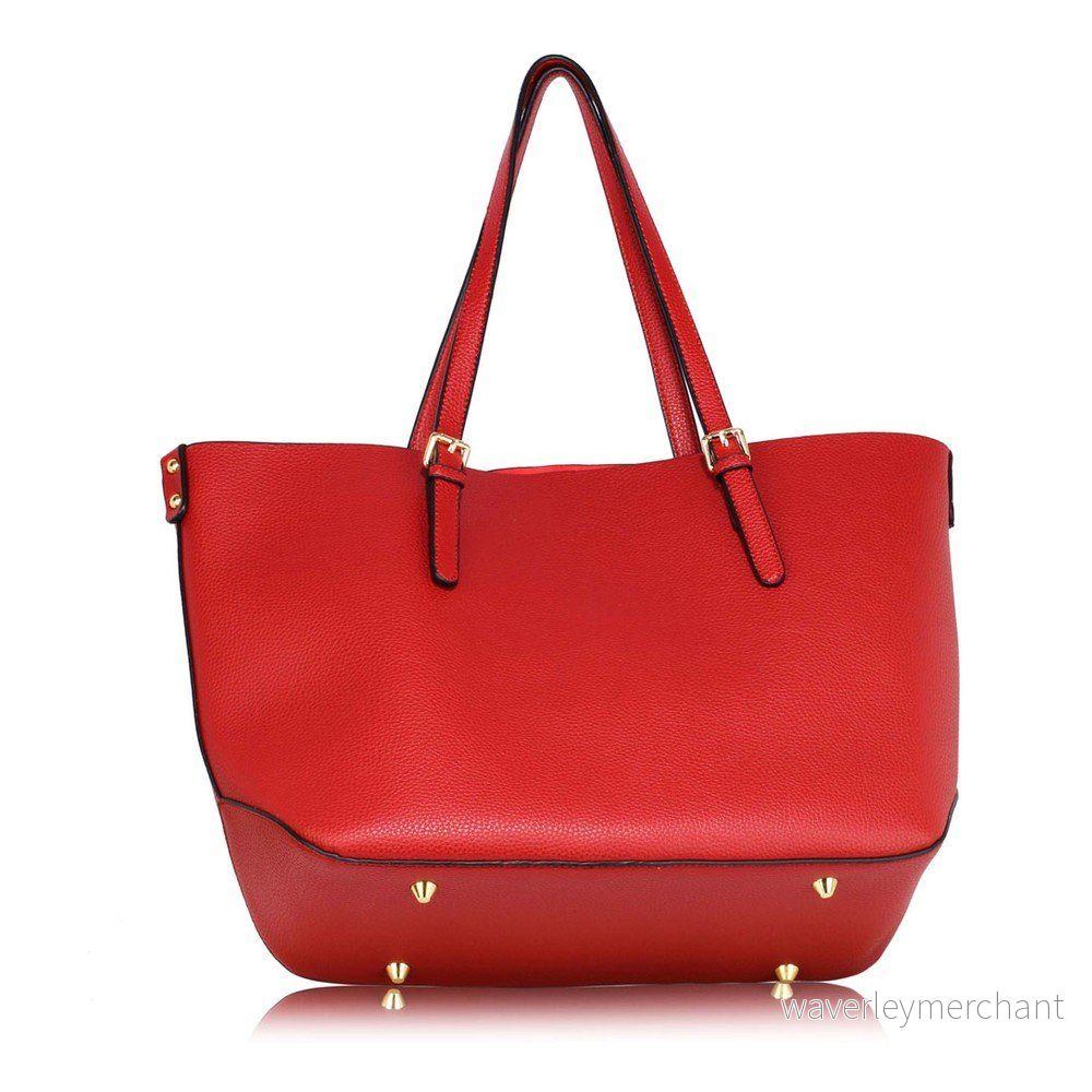 Červená kabelka z eko kůže L&S Bags Shopper v:904850