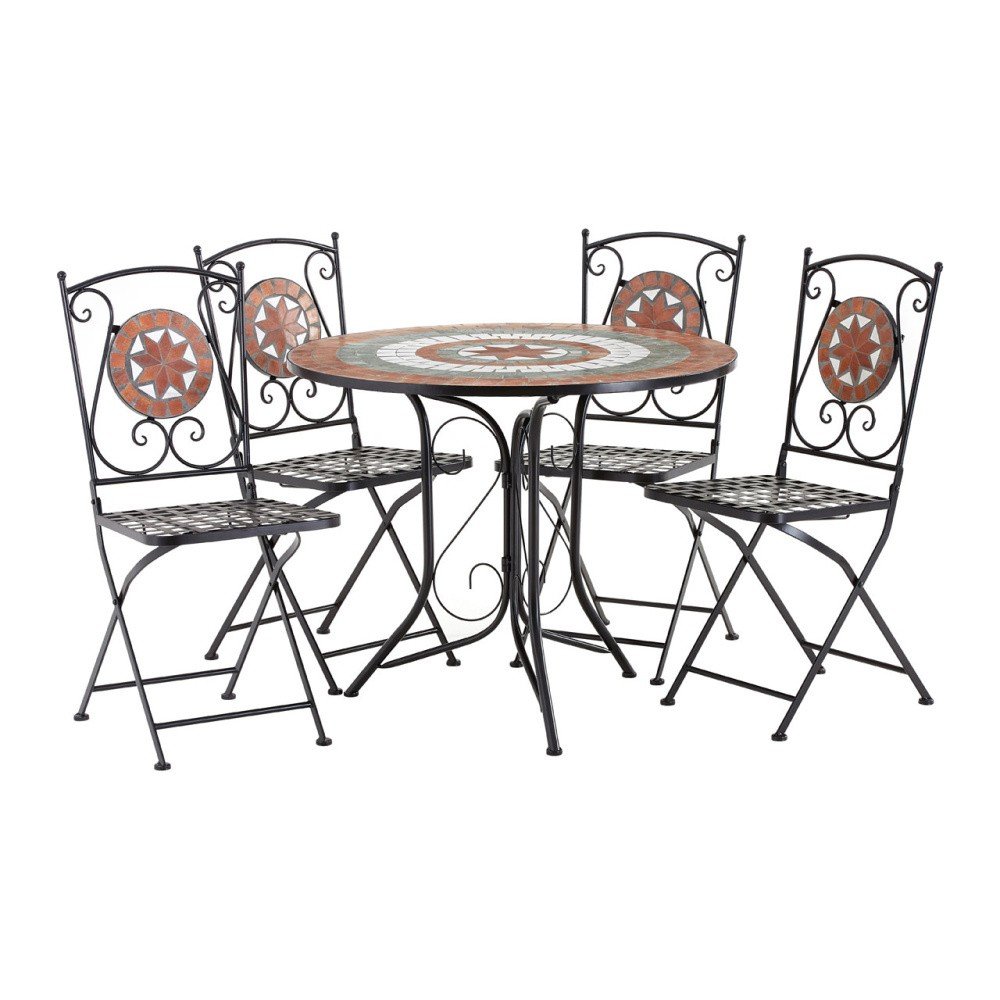 Set 4 cihlově červených zahradních židlí s mozaikou a stolku Premier Housewares Amalfi v:1067860
