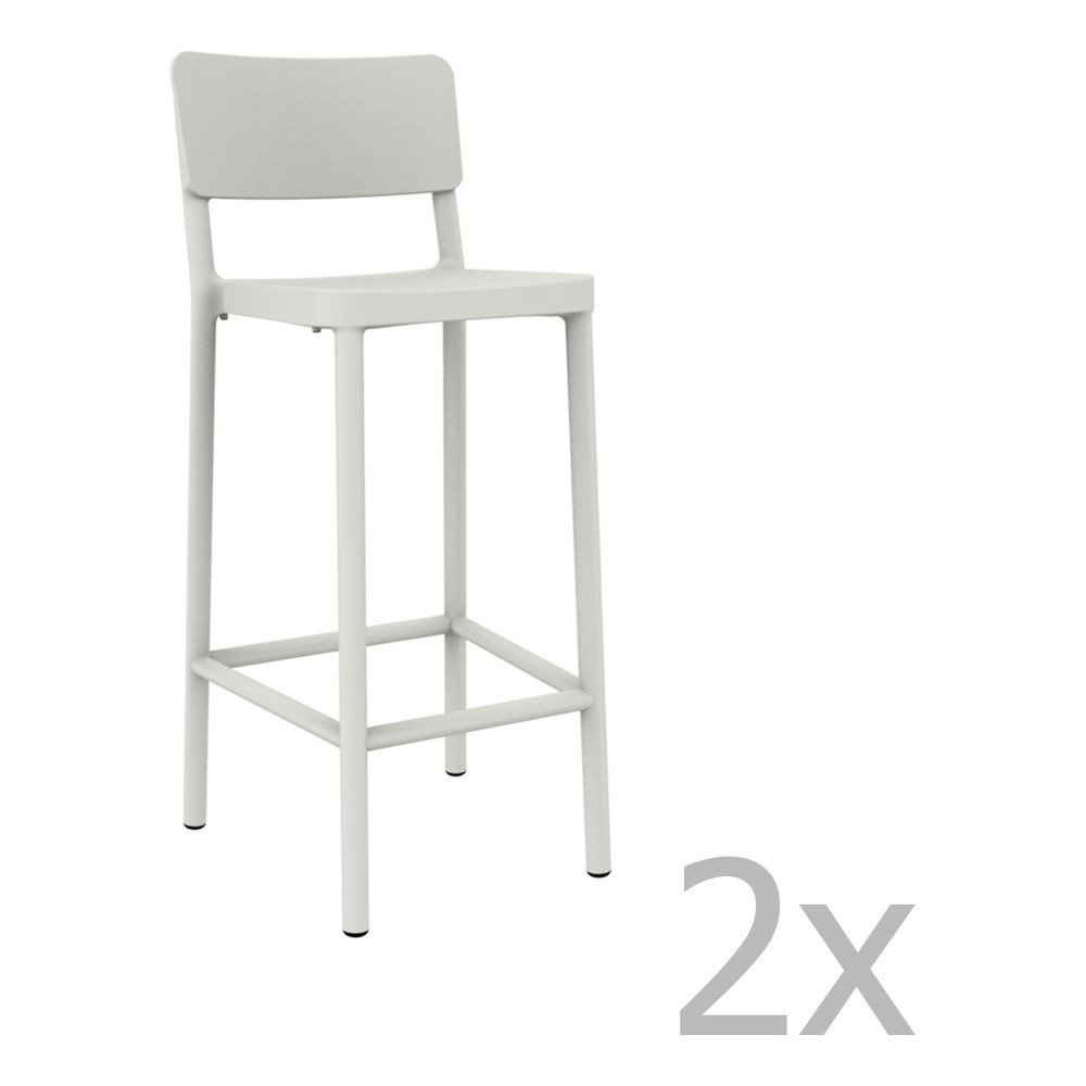 Sada 2 bílých barových židlí vhodných do exteriéru Resol Lisboa, výška 102,2 cm v:1237436