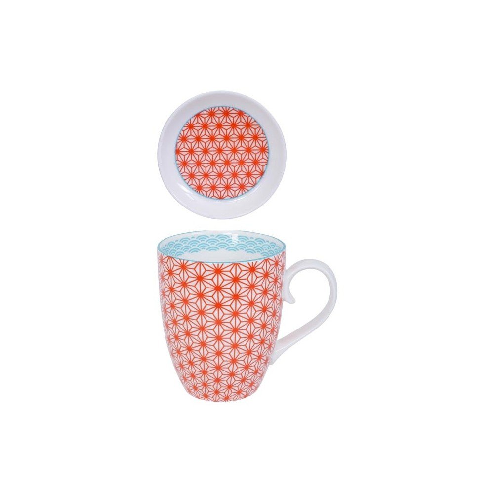 Červeno-bílý hrnek s talířkem Tokyo Design Studio Star/Wave, 380 ml v:1238398 Červeno-bílý hrnek s talířkem Tokyo Design Studio Star/Wave, 380 ml v:1238398