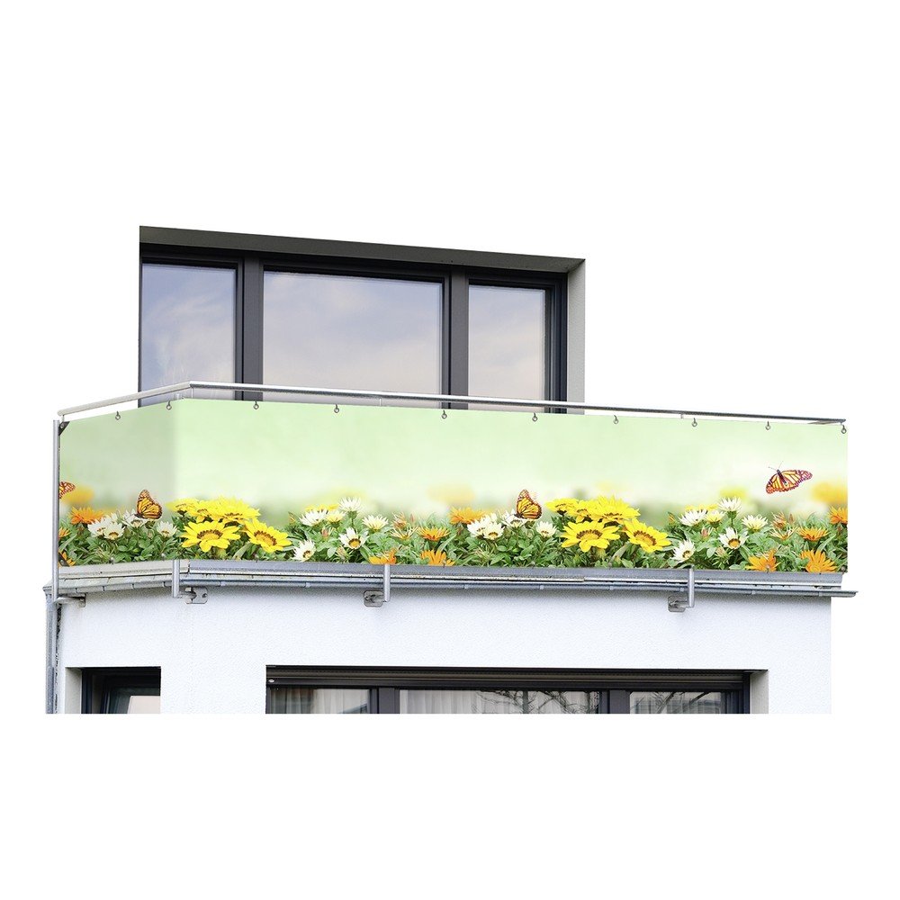 Žluto-zelená plastová balkonová zástěna 500x85 cm Butterfly – Maximex v:1558436