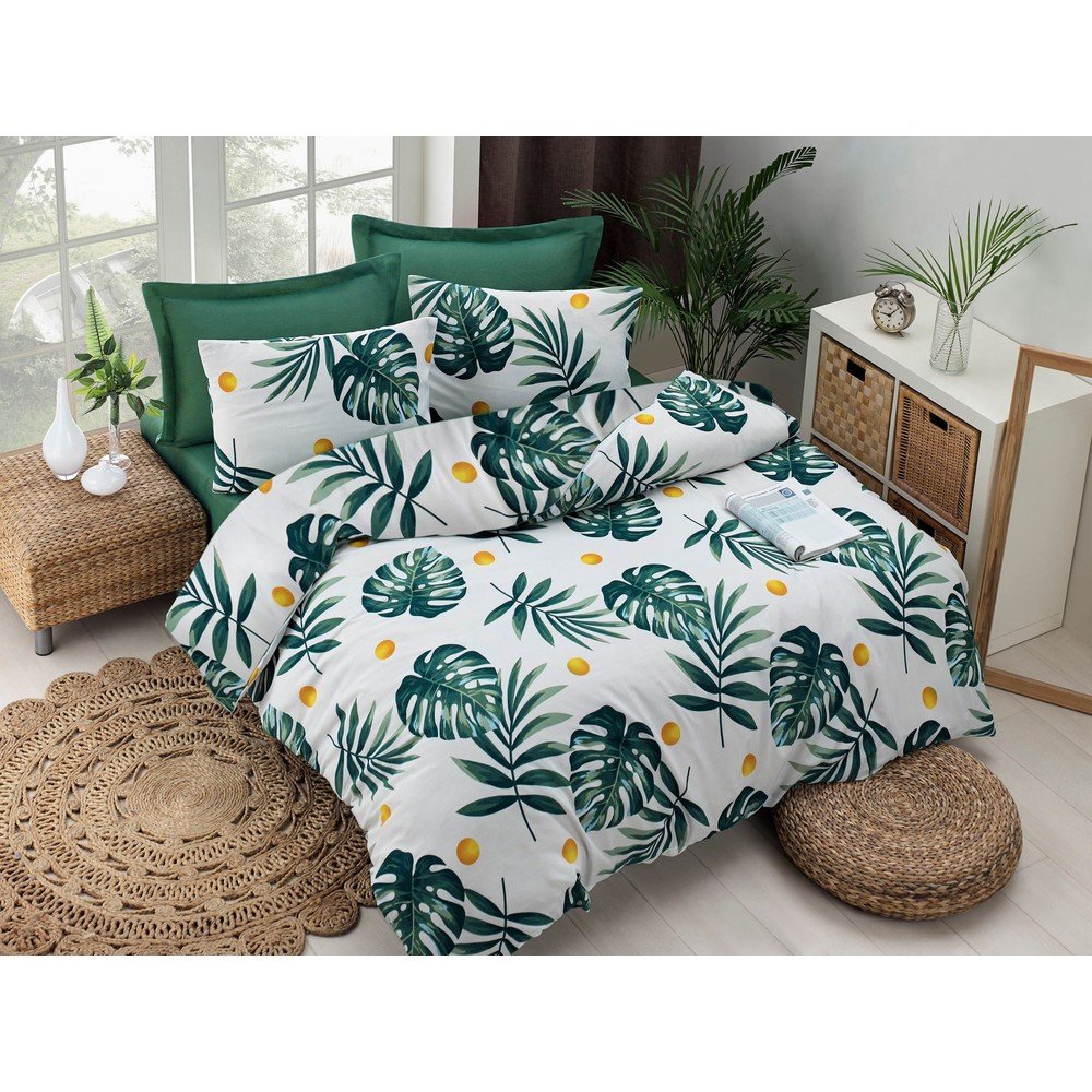 Povlečení na jednolůžko z polybavlny EnLora Home Monstera V2 Green, 140 x 200 cm v:1336350